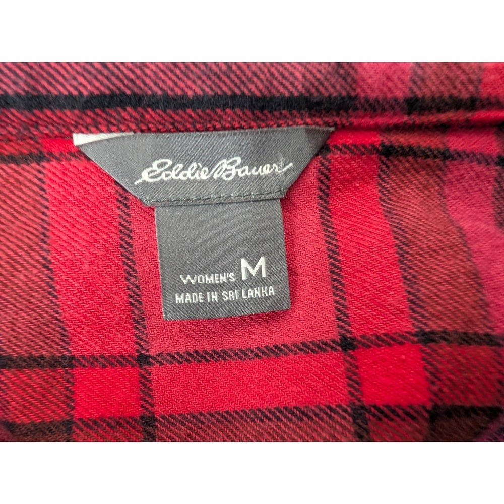 Eddie Bauer Women's Plaid Flannel Shirt Dress Size M‎ Long Sleeve Belted Tunic - Picture 2 of 11
